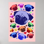 Pug Puppy Dog PopArt Retro Style Poster (Voorkant)