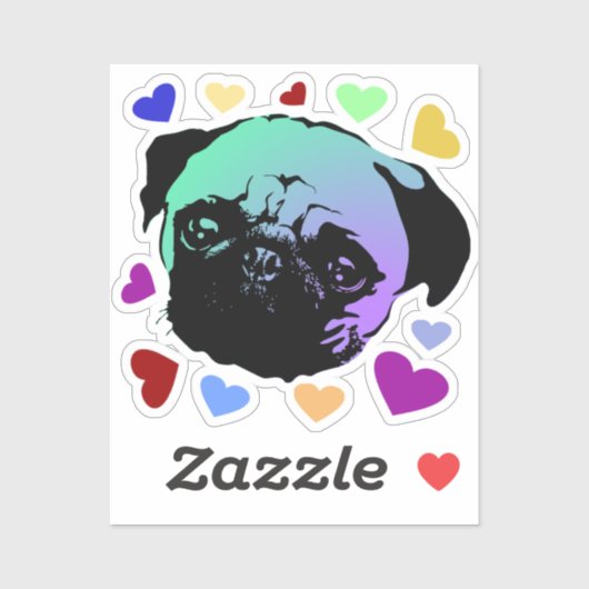 Pug Puppy Dog PopArt Retro Style Sticker (Vel)