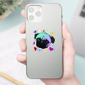 Pug Puppy Dog PopArt Retro Style Sticker (Telefoon)