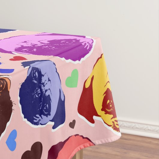 Pug Puppy Dog PopArt Retro Style Tafelkleed (Voorbeeld)