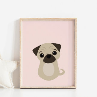 Pug Puppy Dog Poster voor kwekerij & Kinder kamer 