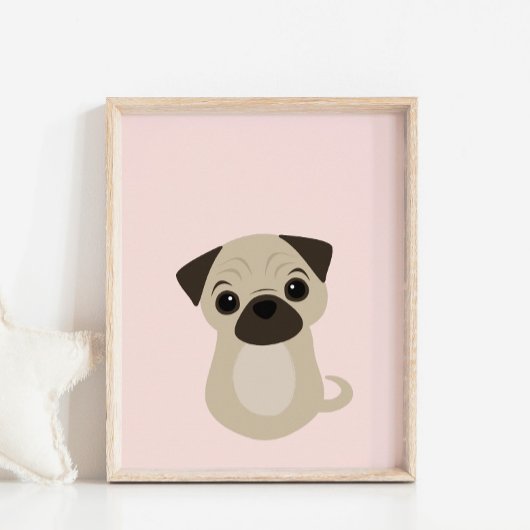 Pug Puppy Dog Poster voor kwekerij & Kinder kamer