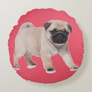Pug Puppy Dog Round Throw Cushion Rond Kussen