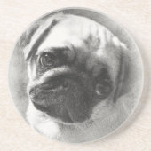 Pug Puppy Dog Sketch Zandsteen Onderzetter (Voorkant)