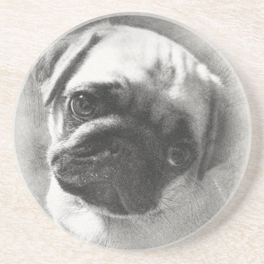 Pug Puppy Dog Sketch Zandsteen Onderzetter (Voorkant)