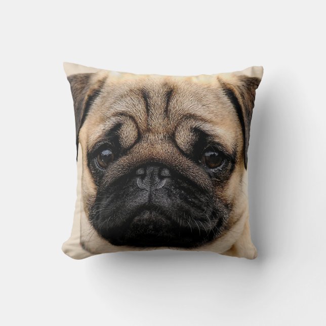 Pug Puppy Dog Square Throw Cushion Kussen (Voorkant)