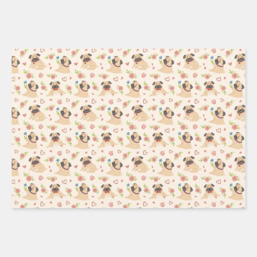 Pug puppy Dog Wrapping Paper Set van 3 (Voorkant 3)