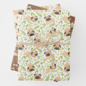 Pug puppy Dog Wrapping Paper Set van 3 (In situ)