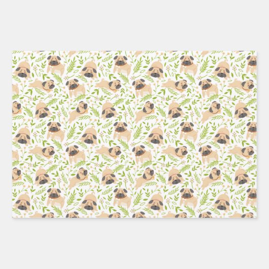 Pug puppy Dog Wrapping Paper Set van 3 (Voorkant)