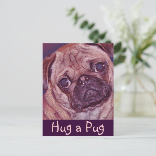 Pug Puppy Face Briefkaart (Staand voorkant)