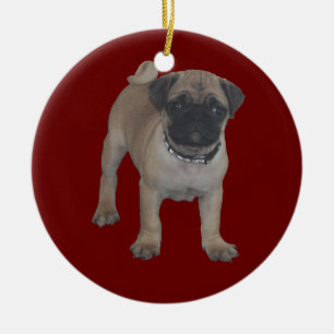 Pug Puppy First Kerstmis Keramisch Ornament