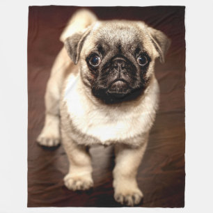 PUG PUPPY FLEECE DEKEN