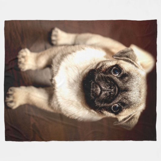 PUG PUPPY FLEECE DEKEN (Voorkant (Horizontaal))