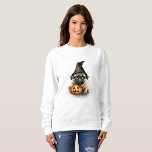 Pug Puppy Halloween Sweatshirt (Voorkant volledig)