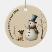 Pug Puppy Hart smelten Eerste kerst Keramisch Ornament (Achterkant)