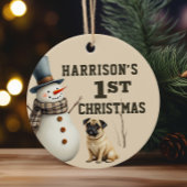 Pug Puppy Hart smelten Eerste kerst Keramisch Ornament