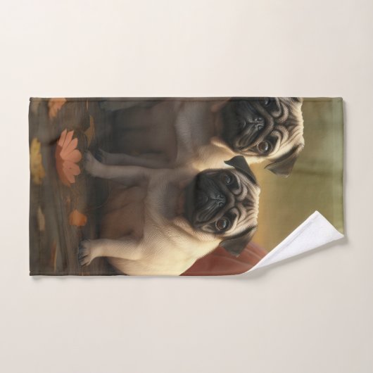 Pug Puppy Herfst Delight Pompoen Bad Handdoek (Handdoek)