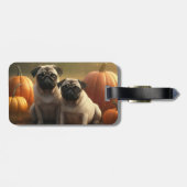 Pug Puppy Herfst Delight Pompoen Bagagelabel (Achterkant horizontaal)