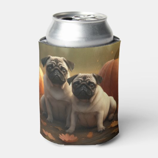 Pug Puppy Herfst Delight Pompoen Blikjeskoeler (Blikje Voorkant)