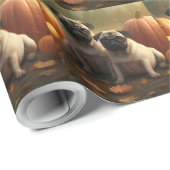 Pug Puppy Herfst Delight Pompoen Cadeaupapier (Rol Hoek)