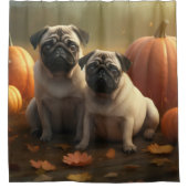 Pug Puppy Herfst Delight Pompoen Douchegordijn (Voorkant)