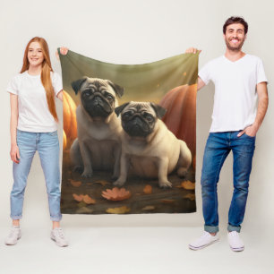 Pug Puppy Herfst Delight Pompoen Fleece Deken