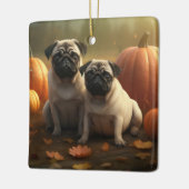 Pug Puppy Herfst Delight Pompoen Keramisch Ornament (Links)
