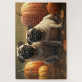 Pug Puppy Herfst Delight Pompoen Legpuzzel (Verticaal)