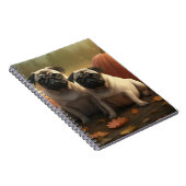 Pug Puppy Herfst Delight Pompoen Notitieboek (Rechterzijde)