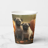 Pug Puppy Herfst Delight Pompoen Papieren Bekers (Achterkant)