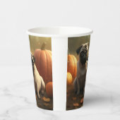 Pug Puppy Herfst Delight Pompoen Papieren Bekers (Links)