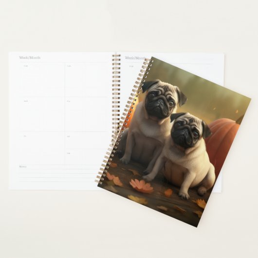 Pug Puppy Herfst Delight Pompoen Planner (Display)