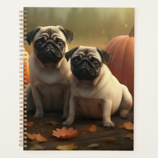 Pug Puppy Herfst Delight Pompoen Planner (Voorkant)