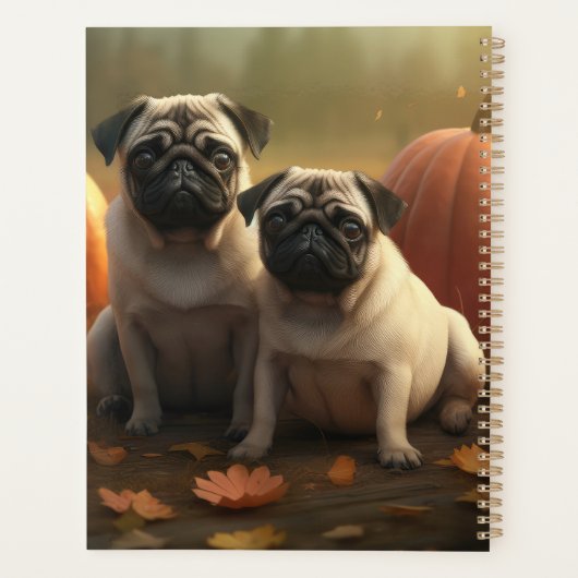 Pug Puppy Herfst Delight Pompoen Planner (Achterkant)