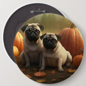 Pug Puppy Herfst Delight Pompoen Ronde Button 6,0 Cm (Voorkant /achterkant)