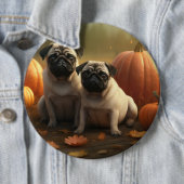 Pug Puppy Herfst Delight Pompoen Ronde Button 6,0 Cm (In situ)