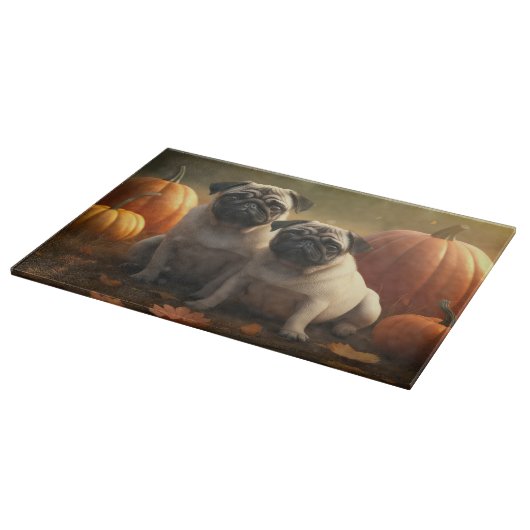 Pug Puppy Herfst Delight Pompoen Snijplank (Hoek)