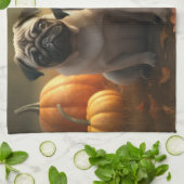 Pug Puppy Herfst Delight Pompoen Theedoek (Gevouwen)