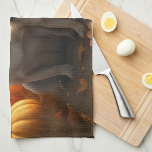 Pug Puppy Herfst Delight Pompoen Theedoek (Quarter Fold)