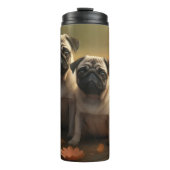 Pug Puppy Herfst Delight Pompoen Thermosbeker (Voorkant)