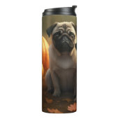 Pug Puppy Herfst Delight Pompoen Thermosbeker (Gedraaid links)