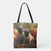 Pug Puppy Herfst Delight Pompoen Tote Bag (Achterkant)