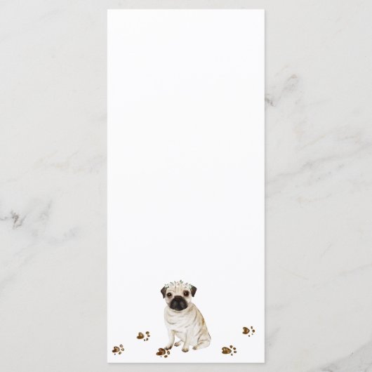 Pug puppy hond bruiloft menu (Achterkant)