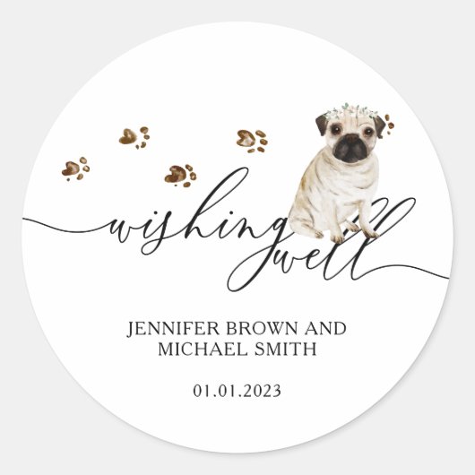 Pug puppy hond die goed wenst ronde sticker (Voorkant)