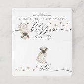 Pug puppy hond eigenaar bruiloft script tabel plaatskaartje (Buitenkant ongevouwen)
