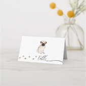 Pug puppy hond eigenaar bruiloft script tabel plaatskaartje (Voorkant)