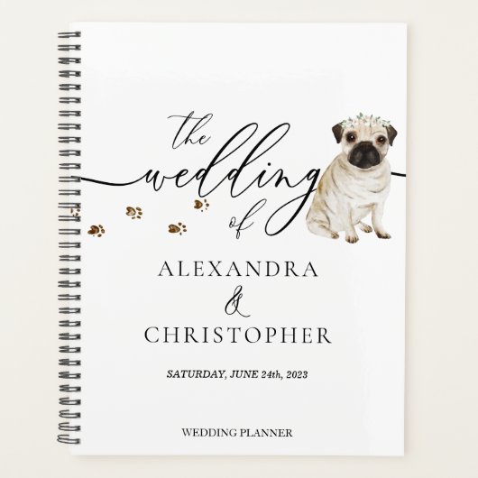 PUG puppy hond liefde bruiloft Planner (Voorkant)
