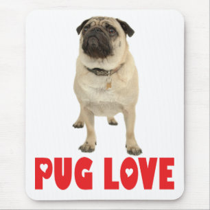 Pug Puppy Hond Rode Liefde Hart Muismat