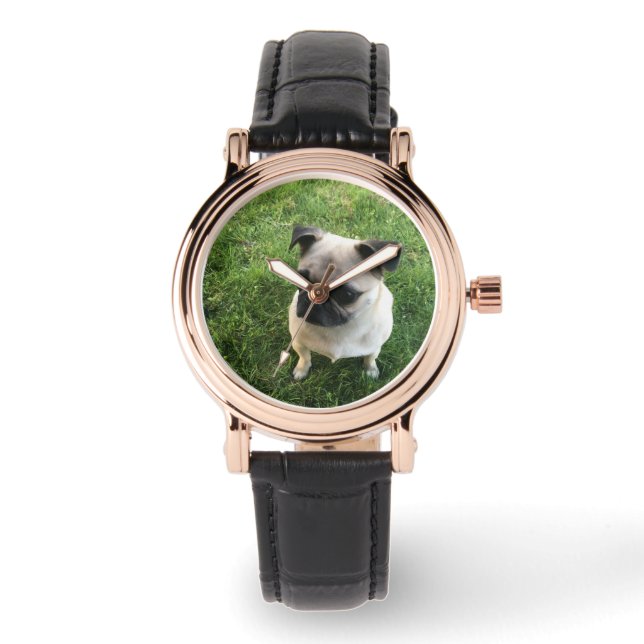 Pug Puppy Horloge (Voorkant)