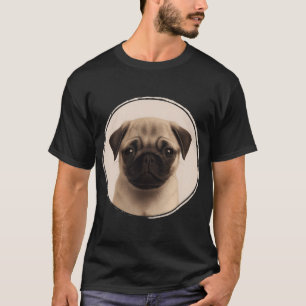 Pug Puppy in Cirkel - Mocha T-shirt